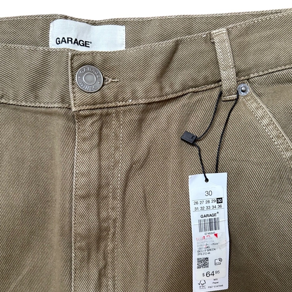 Garage Dusty Green Straight Baggy Cargo Carpenter Pants Size 30 NEW! $65 - Picture 2 of 6